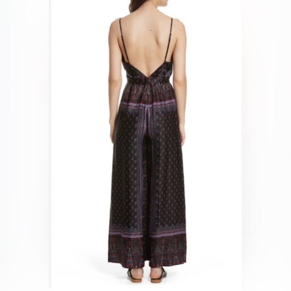 Free People Cabbage Rose Black Multi Print Jumpsuit Boho Style Size 2 - Picture 2 of 13